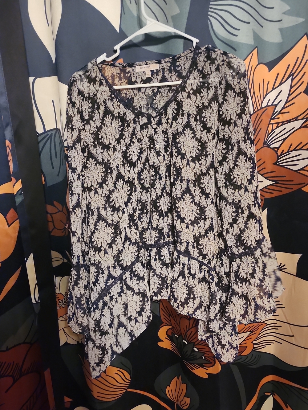 Blu Pepper Black and White Floral Tunic